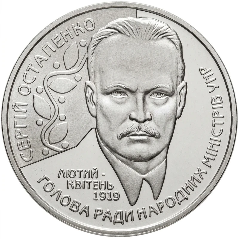 Реверс монети нейзильберу «Монета Сергій Остапенко», 2006 рік, 2 ₴