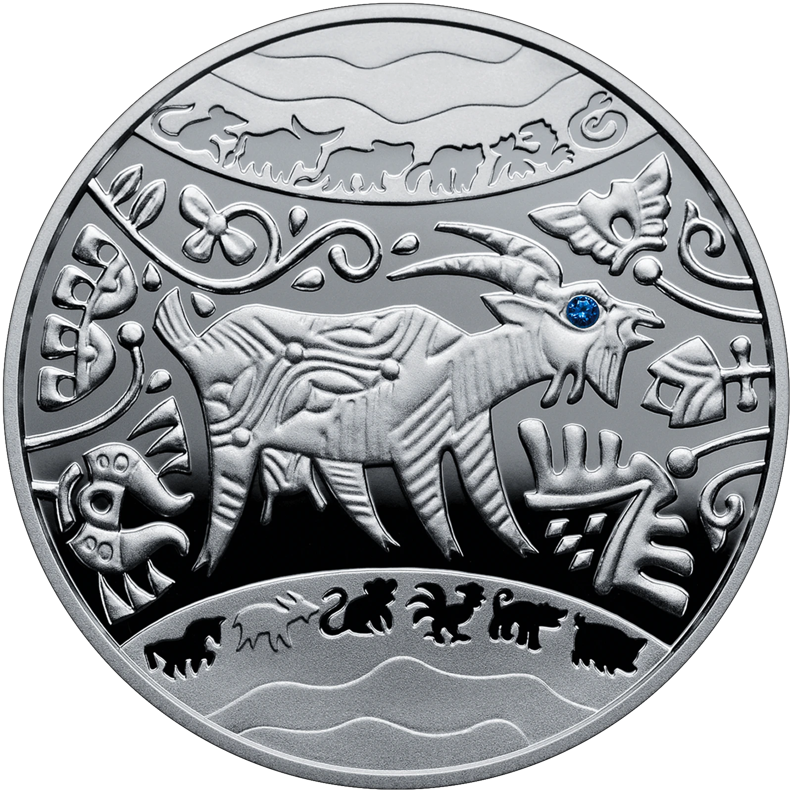 Реверс монети срібла «Срібна монета Рік Кози», 2014 рік, 5 ₴