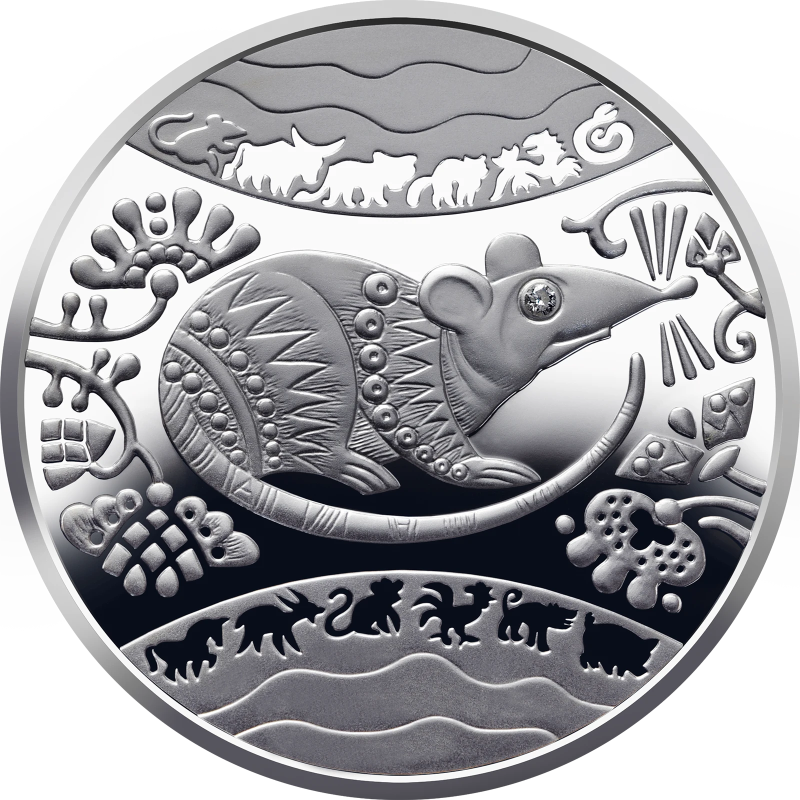 Реверс монети срібла «Срібна монета Рік Пацюка», 2008 рік, 5 ₴
