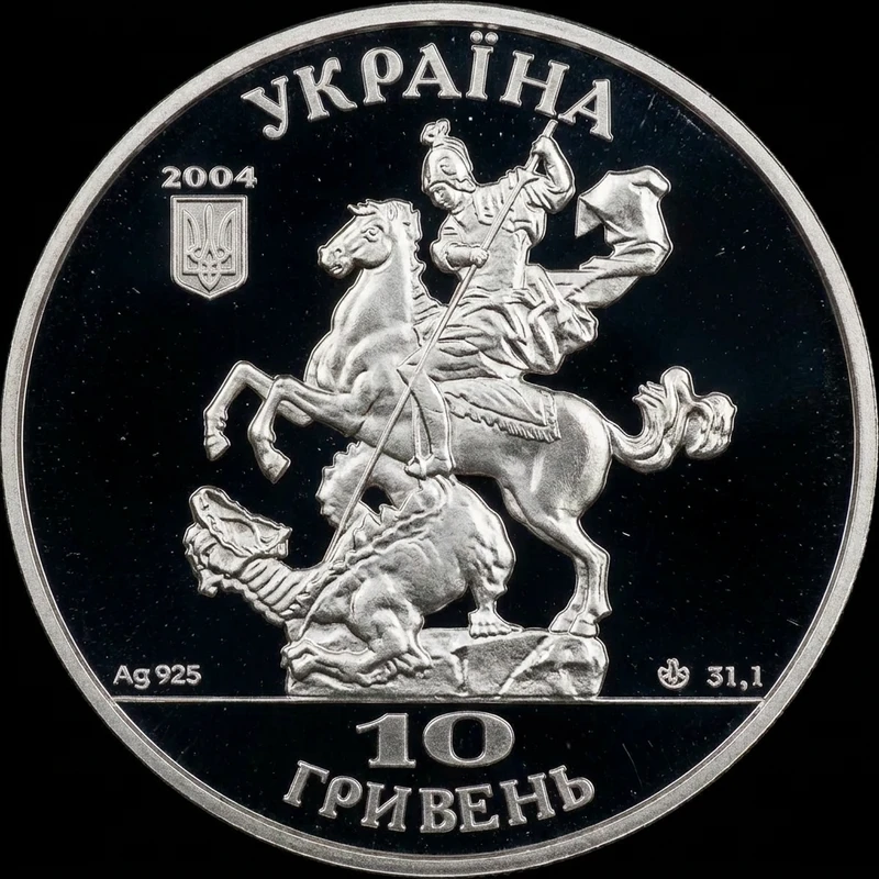Аверс монети срібла «Срібна монета Собор святого Юра», 2004 рік, 10 ₴