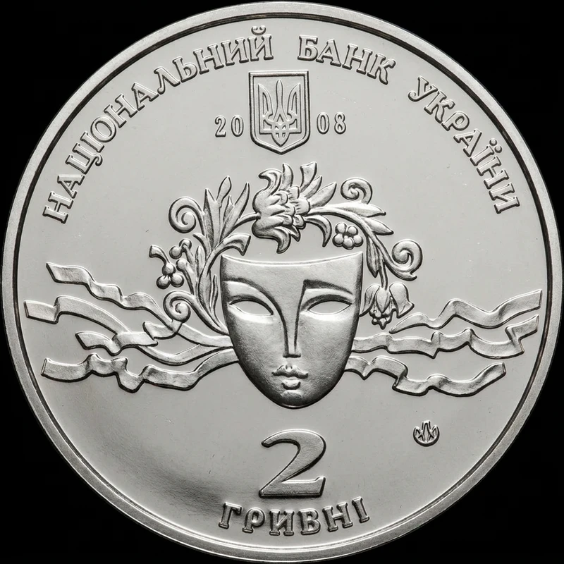 Аверс монети нейзильберу «Монета Наталія Ужвій», 2008 рік, 2 ₴