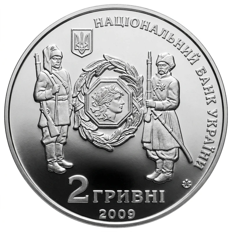 Аверс монети нейзильберу «Монета Симон Петлюра», 2009 рік, 2 ₴
