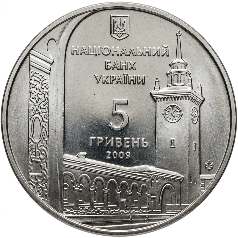 Аверс монети нейзильберу «Монета 225 років м.Сімферополю», 2009 рік, 5 ₴