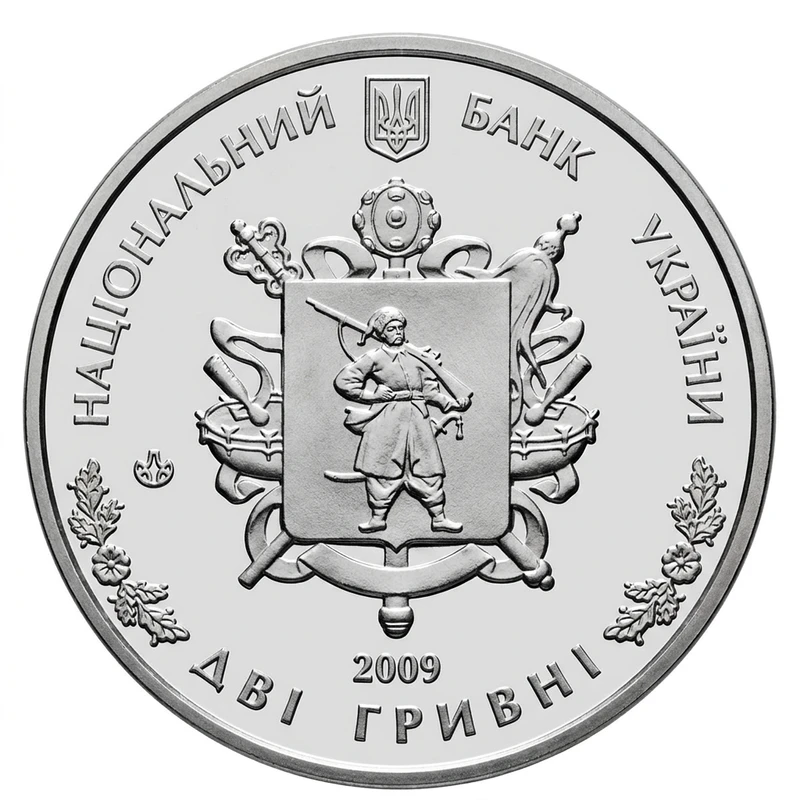 Аверс монети нейзильберу «Монета 70 років утворення Запорізької області», 2009 рік, 2 ₴